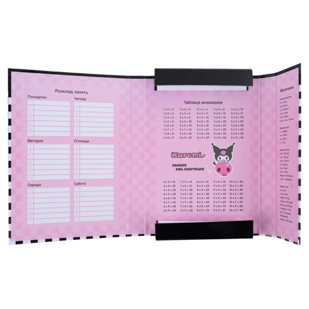 Папка для зошитів В5 на гумках. Kuromi. Kite 25-210-3