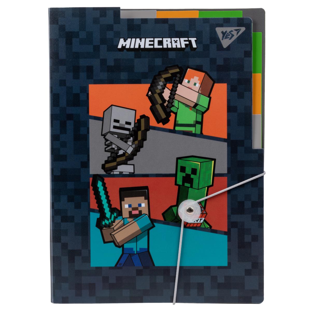 Папка А4 на гумці, з кольоровими роздільниками Minecraft  Yes 492112
