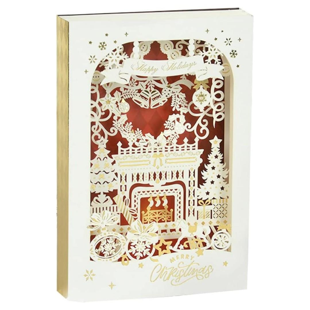 Листівки новорічні Christmas card. Багатошарова. Товста золота оборка з ромбами 2408