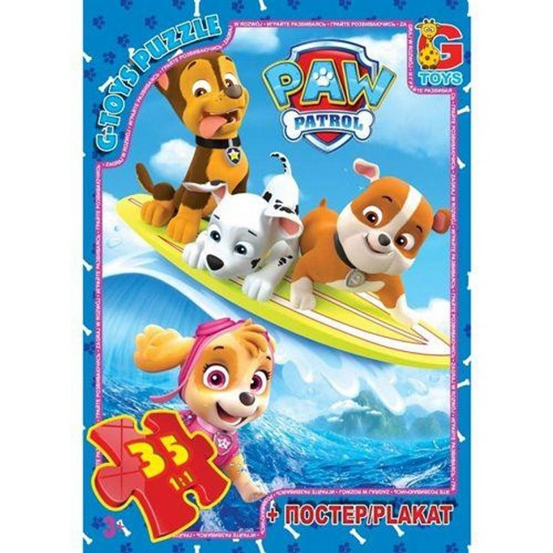 Пазл на 35 елем. + постер. PAW PATROL. G-Toys 817